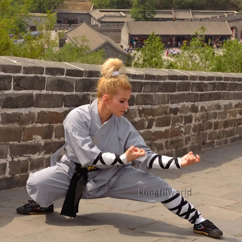 Gray Cotton Shaolin Monk Kung fu Uniform Wushu Martial arts Suit Full Sizes for Kids Adults