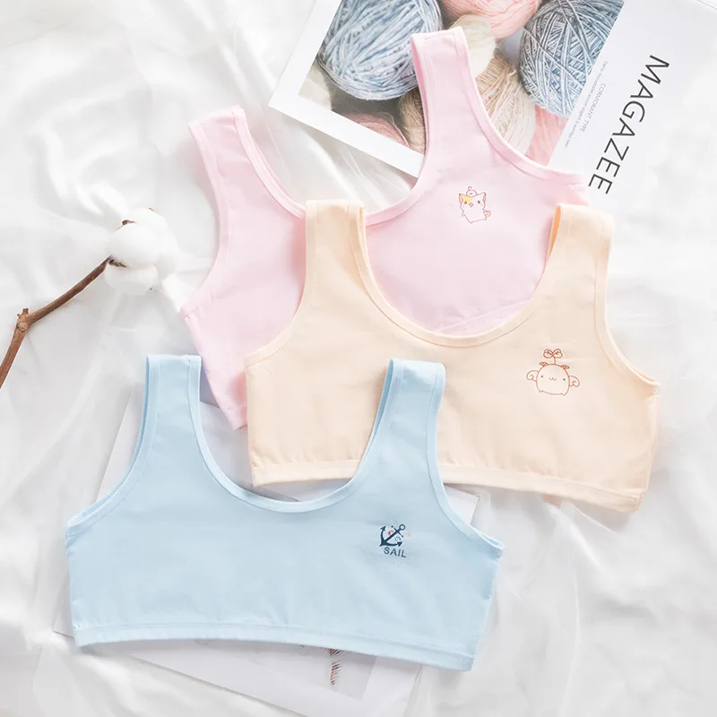 Camisetas sin mangas de algodón para niñas, sujetador bonito y cómodo para pubertad, ropa interior transpirable para estudiantes adolescentes, cosas
