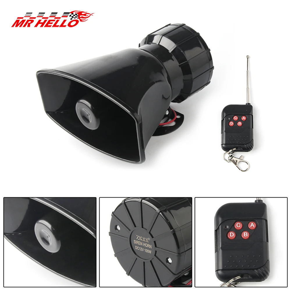 

Car ccessories 12V 7 Sounds 130dB Wireless Electronic Siren Loud Car Warning Alarm Police Fire Siren Horn