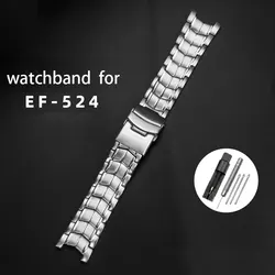 Solid Stainless Steel Genuine Watch band For CASIO Edifice EF-524 Watch Strap Bracelet Men Watchband Silver Safety Clasp EF524D