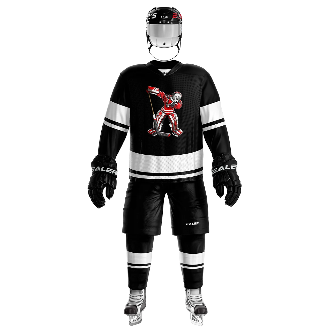 H400 series high-quality light and thin breathable black personalized ice hockey practice jersey & large street shirt-all sizes