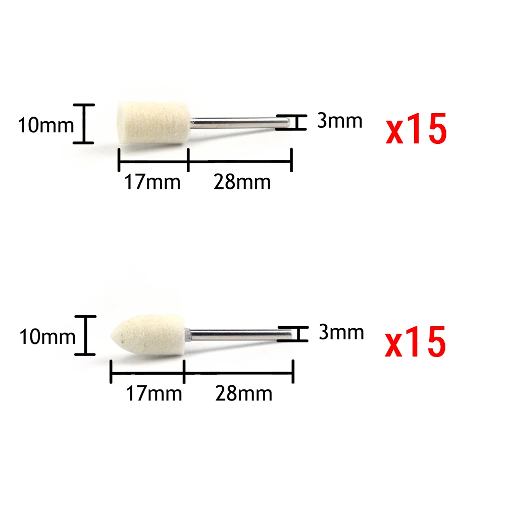 30Pcs 10 มม.หัวขนสัตว์ 3mm Mandrel ขนสัตว์ล้อขัดแผ่นขัดสำหรับเครื่องมือไฟฟ้า dremel อุปกรณ์เสริม