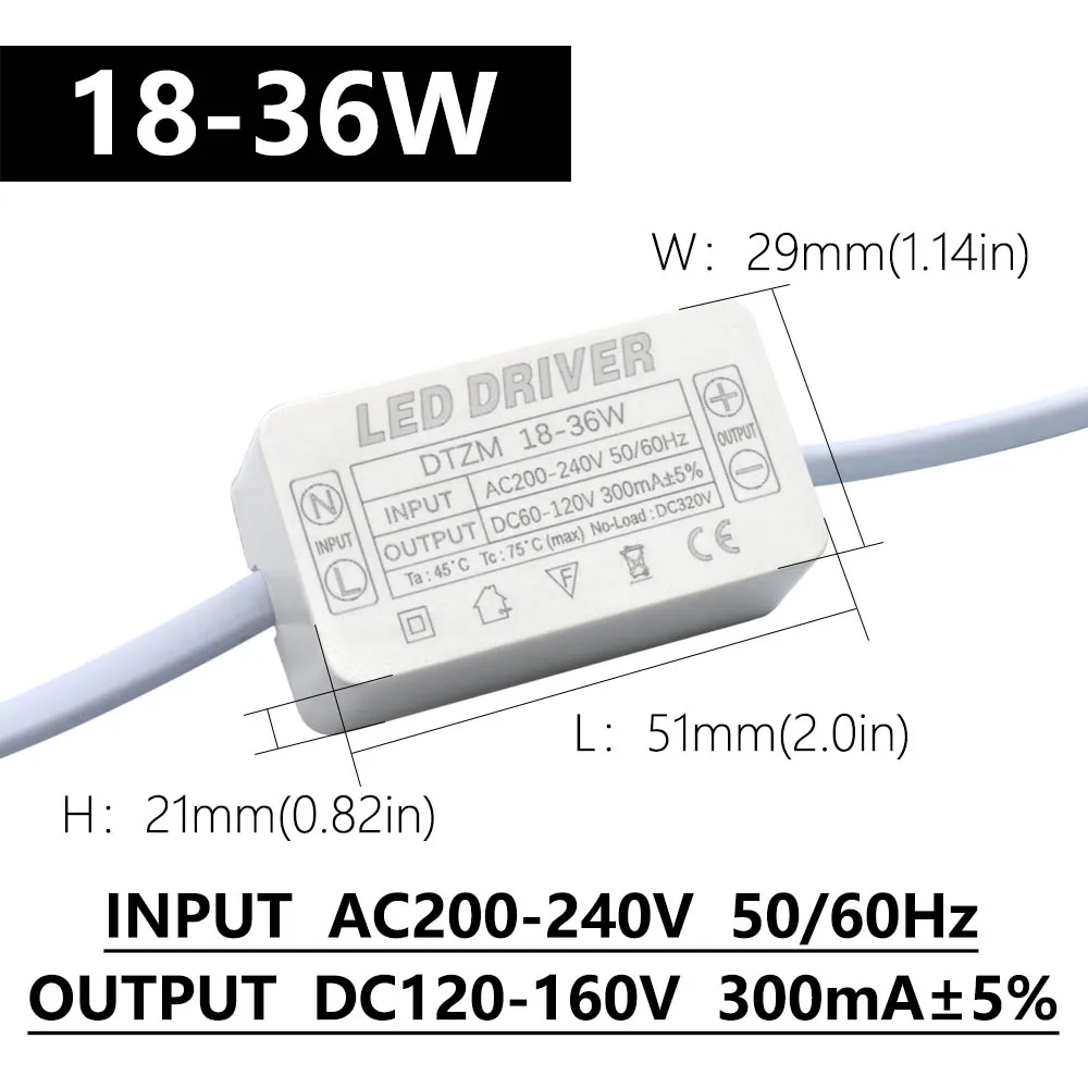 Imagem -03 - Driver de Led 300ma 8w 12w 18 24 36 48w 50w para Leds Unidade de Fonte de Alimentação Ac200240v Transformadores de Iluminação para Luzes de Energia Led Diy