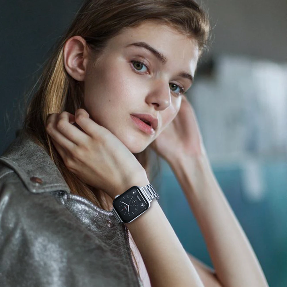 حزام معدني لساعة Xiaomi Mi ، حزام ساعة جلدي موصل ، بديل سيليكون مثالي