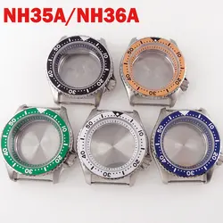 42mm Sapphire Watch Case Fit For NH35A/NH36A Movement Rotating Bezel Aluminum Insert Black/Blue/White/Green/Orange Chapter Ring