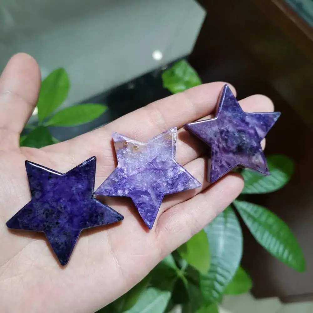 Natural Charoite Star Shape Healing Stone Polished gemstone for DIY Jewelry Making