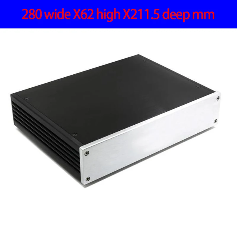 

KYYSLB 280*62*211.5mm All Aluminum Amp Preamp DAC Amplifier Chassis Box House DIY with Power Tail Plug Feet Amplifier Case Shell