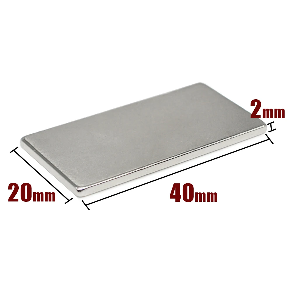 2/5/10/15/20/50PCS 40x20x2mm Block Strong Powerful Magnets Long Rectangular Permanent Neodymium Magnet Sheet 40x20x2 40*20*2 mm