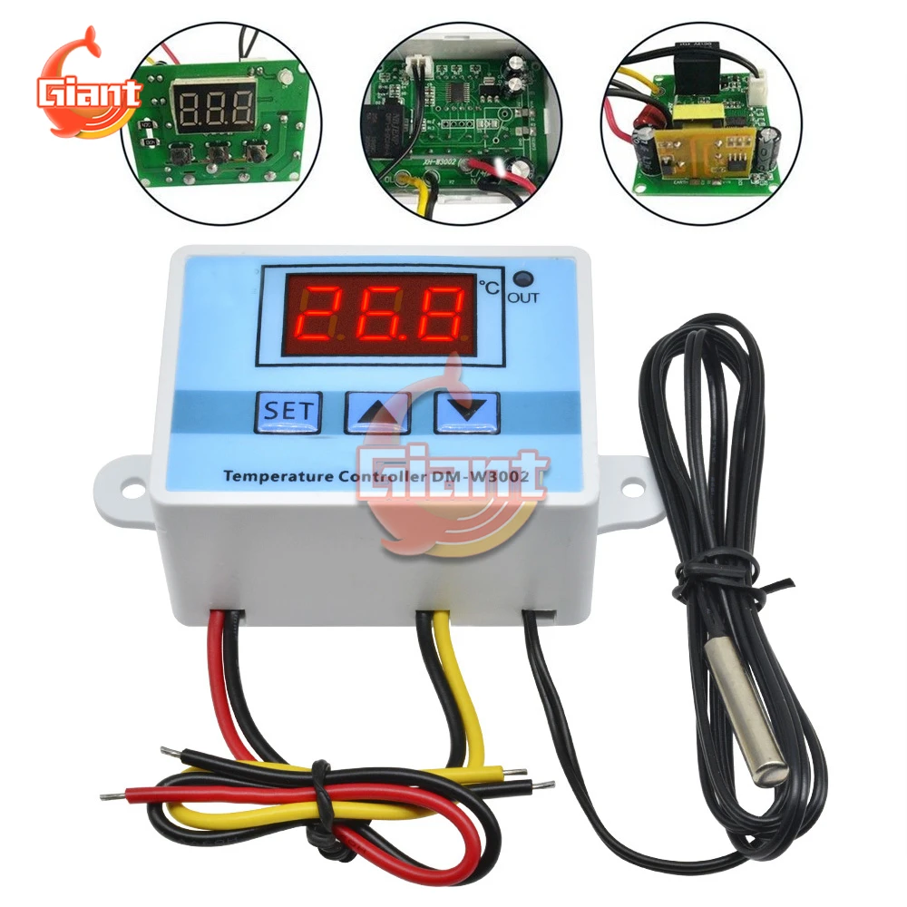 W3002 12V 24V 110V 220V LED Digital Temperature Controller Thermostat Thermoregulator Sensor Meter Fridge Water Heating Cooling