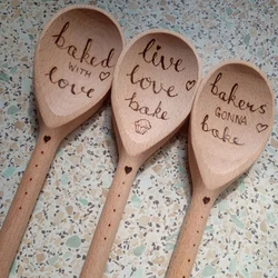Personalised Wooden Spoon Kitchen Cooking Utensil Tool Soup Teaspoon Catering For Kicthen Wooden Spoon laser engraved
