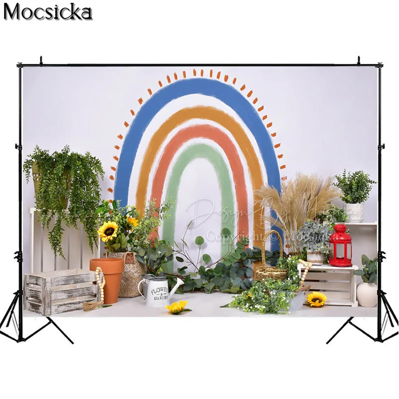 Arrière-plan de photographie de gâteau de nouveau-né, fleurs de rêve de printemps, Portrait d'enfant de 1er anniversaire, douche de bébé, séance Photo