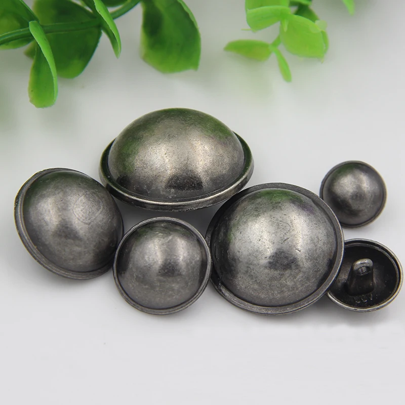 6-20pcs/lot 15-28mm Vintage silver bronze thin-edged bald mushroom metal button fashion button suit coat button C121