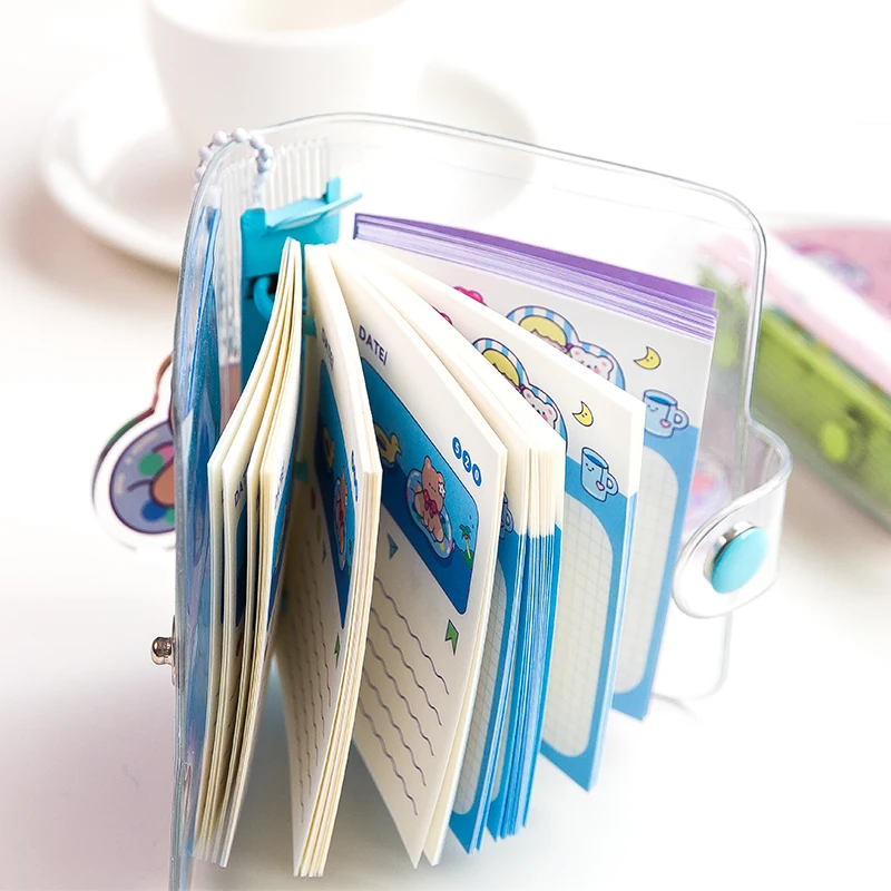 Cute Portable Mini Loose-Leaf Notebook Korean Exquisite 3 Rings Transparent Journaling Binder Back To School Supplies Stationery