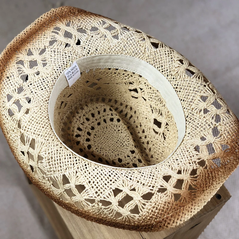 2021 Natural Straw Cowboy Hat Women Men Handmade Weave Cowboy Hats For Lady Tassel Summer Western Sombrero Hombre Lifeguard Hats