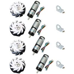 60KG Load 4pcs 127mm Omni Mecanum Wheel+ 4pcs 24V 120W 440rpm DC Motor Speed Encoder Motor for Arduino DIY Robot Project