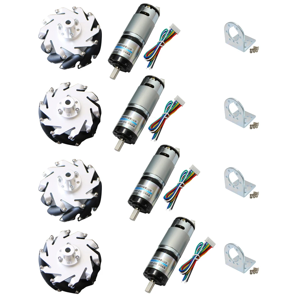 60KG obciążenia 4 sztuk 127mm Omni Mecanum koła + 4 sztuk 24V 120W 440rpm DC silnik enkoder prędkości silnika dla Arduino Robot DIY projekt