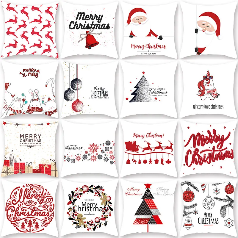 1Pcs Christmas Tree Deer Santa Claus Alphabet Pattern 45*45cm Polyester Cushion Cover Decorative Sofa Home Car Pillowcover 40988