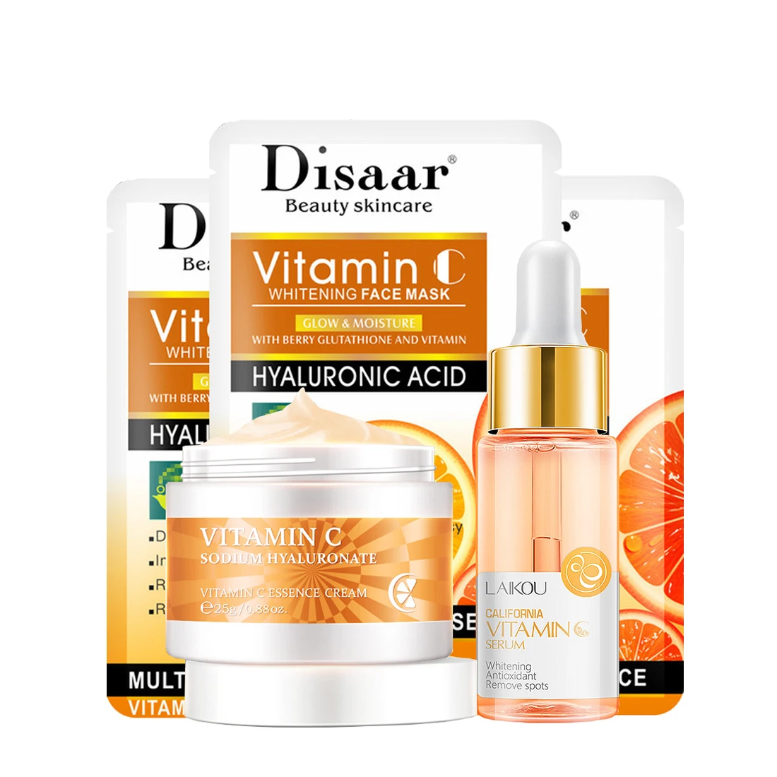 Face Skin Care Set Viatmin C Essence Moisturizing Face Cream & Face Serum&Facial Mask Whitening Beauty Makeup Set