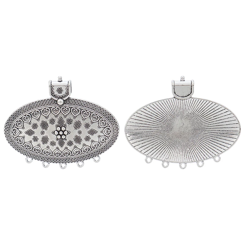 ZXZ 2pcs Tibetan Silver Large Tribal Boho Connector Charms Pendants for DIY Necklace Jewelry Making Findings