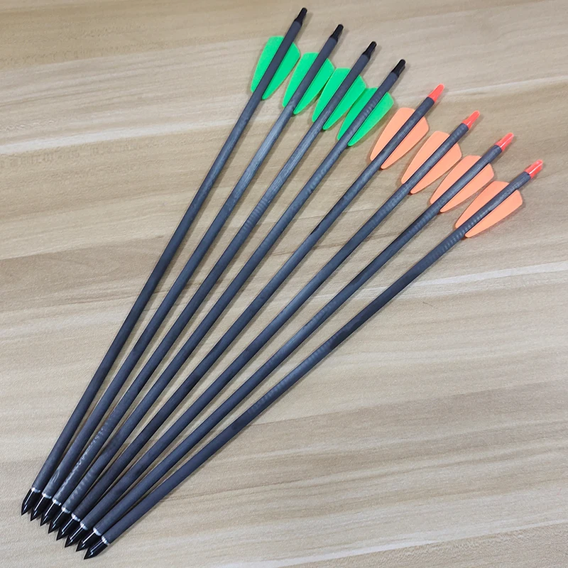 6/12/24Pcs Hunting Archery Crossbow 15inch Pure Carbon Arrows  Spine 350 Small Bolts hard Steel Arrowhead For Crossbow shooting