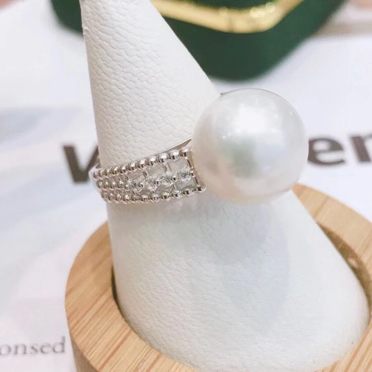 Anillo de Plata de Ley 925 ajustable tamaños diferentes, accesorios de montaje para perlas corales, ágata de cristal de Jade