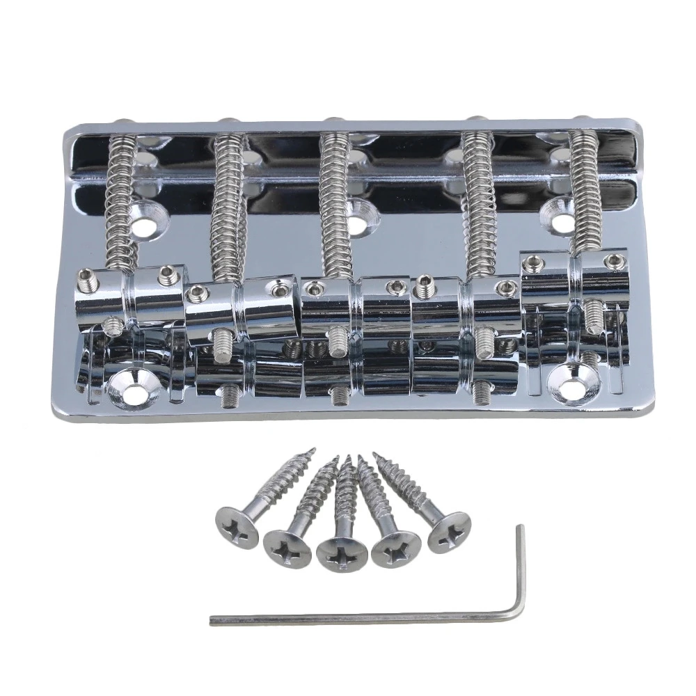 Chrome 17mm string space 5 string bass bridge 92mm x 53.5mm