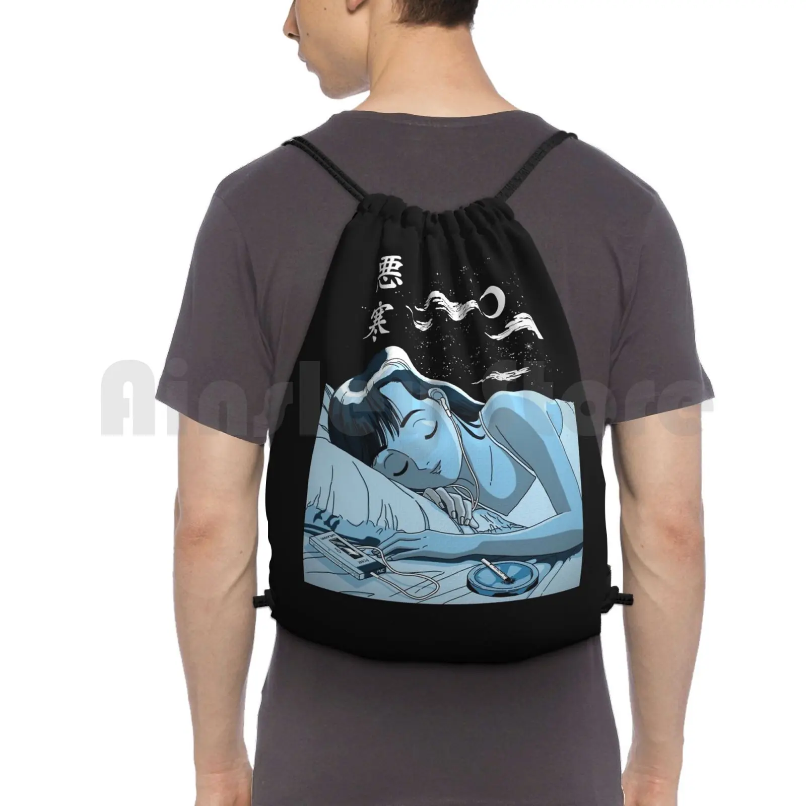 Chill Lofi Sleep Backpack Drawstring Bag Riding Climbing Gym Bag  Chill Lofi Lo Fi Music Beat Vaporwave Wave Headphones Hip