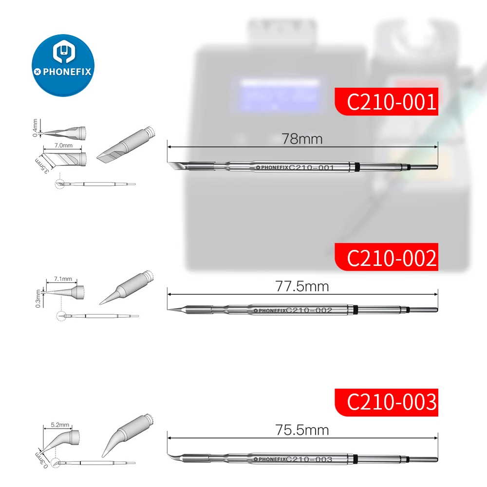 

For JBC C210 Soldering Tips Flat / Pointed / Curved Tips for T210 Handle for For JBC CD-2SD /CD-2SHE Precision Soldering Station