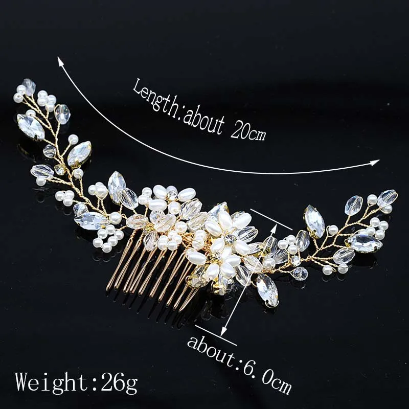 Bridal Headbands Wedding Hair Accessories Tiara Rhinestone Pearl Headband Women Bride Combs Handmade Accesories Hair Jewelry