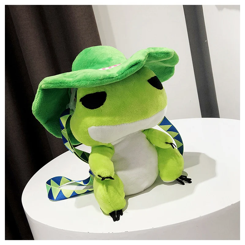 Funny Travel Frog Cute Small Bag Japanese Anime Plush Backpack Zhou Zhennan The Same Frog Chicken Bag Stuffed Animal Toy Doll