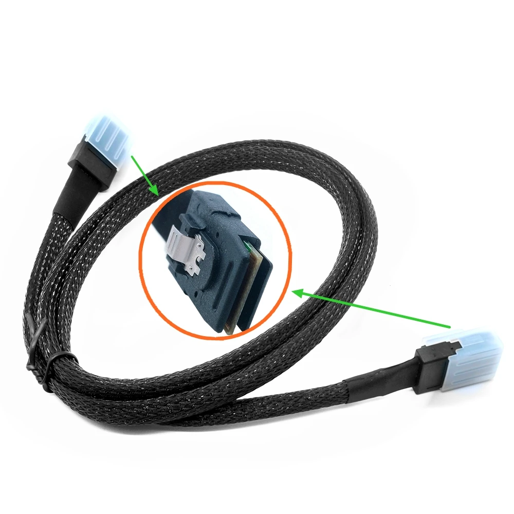 Cabo de transmissão de dados sas macho para mini sas, cabo de transmissão de dados do servidor hdd, trança de nylon, 1 peça, 0.5m e 1m