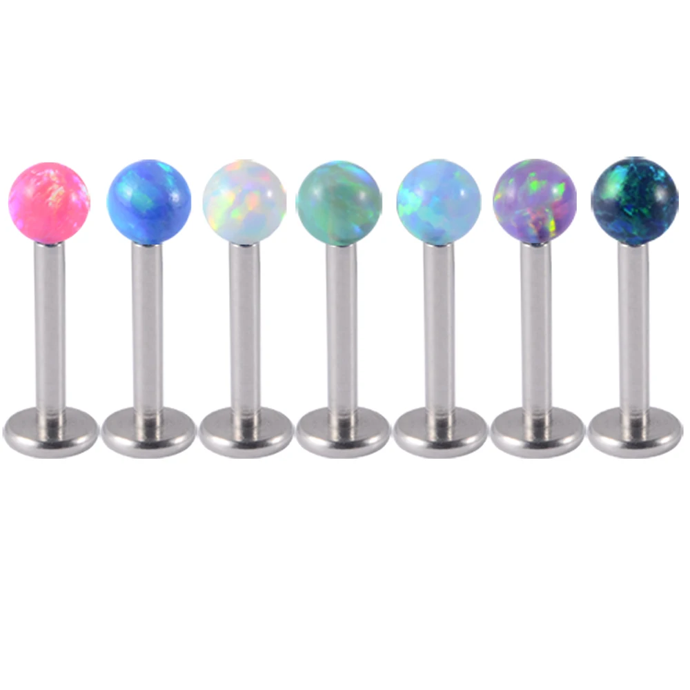 1PC 361L Surgical Steel Opal Ball Lip Stud Internally Threaded 3mm Opal Labret Ear Tragus Cartilage Helix Daith Earring Piercing