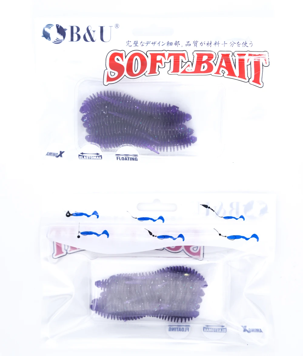 B&U 40 mm 60 mm weicher Angelköder Shad Silikonköder Wurm Wobbler Künstlicher Leurre Souple für Hecht Swimbait – Detail 10
