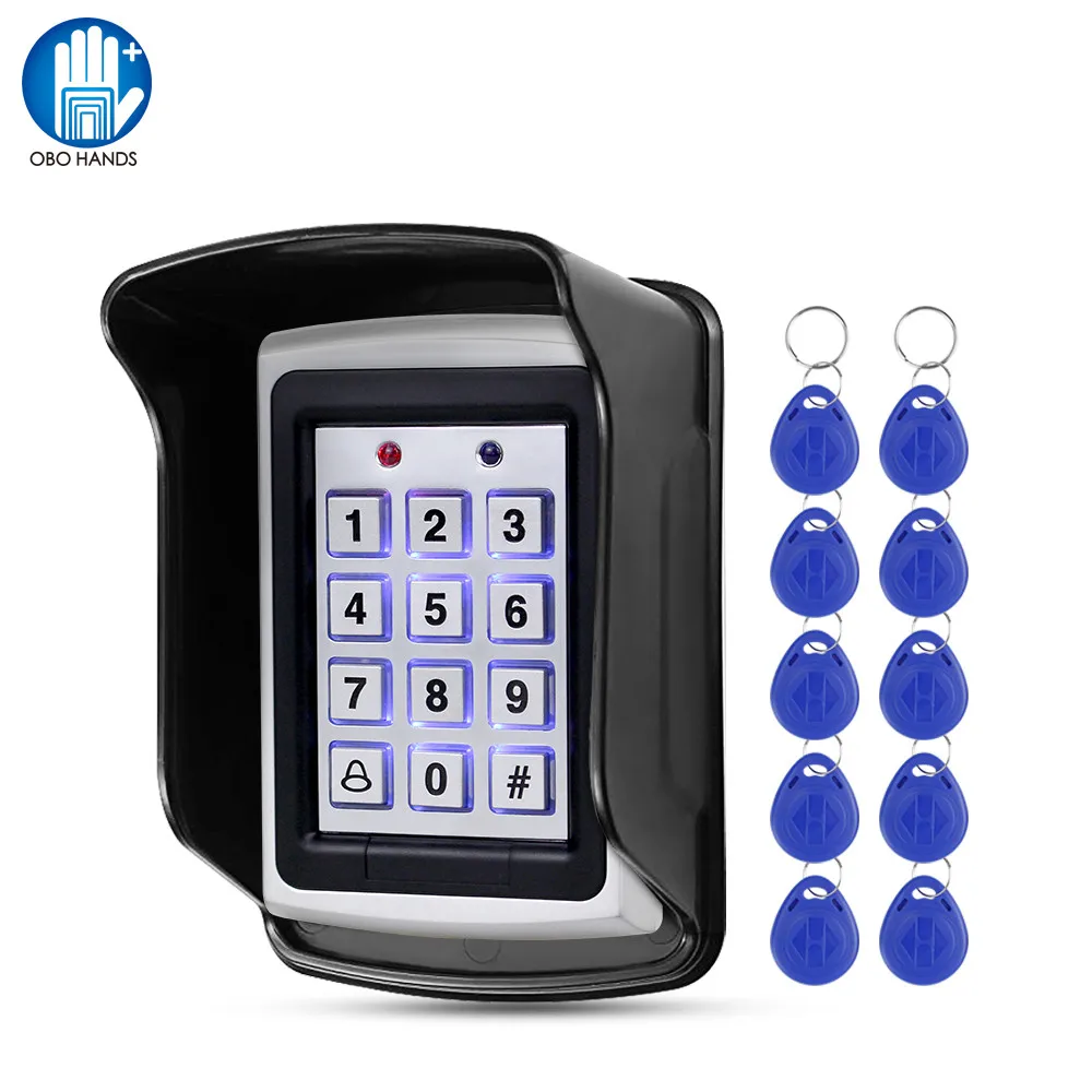 

RFID Metal 125KHz Access Control Keypad Standalone Access Controller with/without Waterproof Cover Case EM4100 Keychains