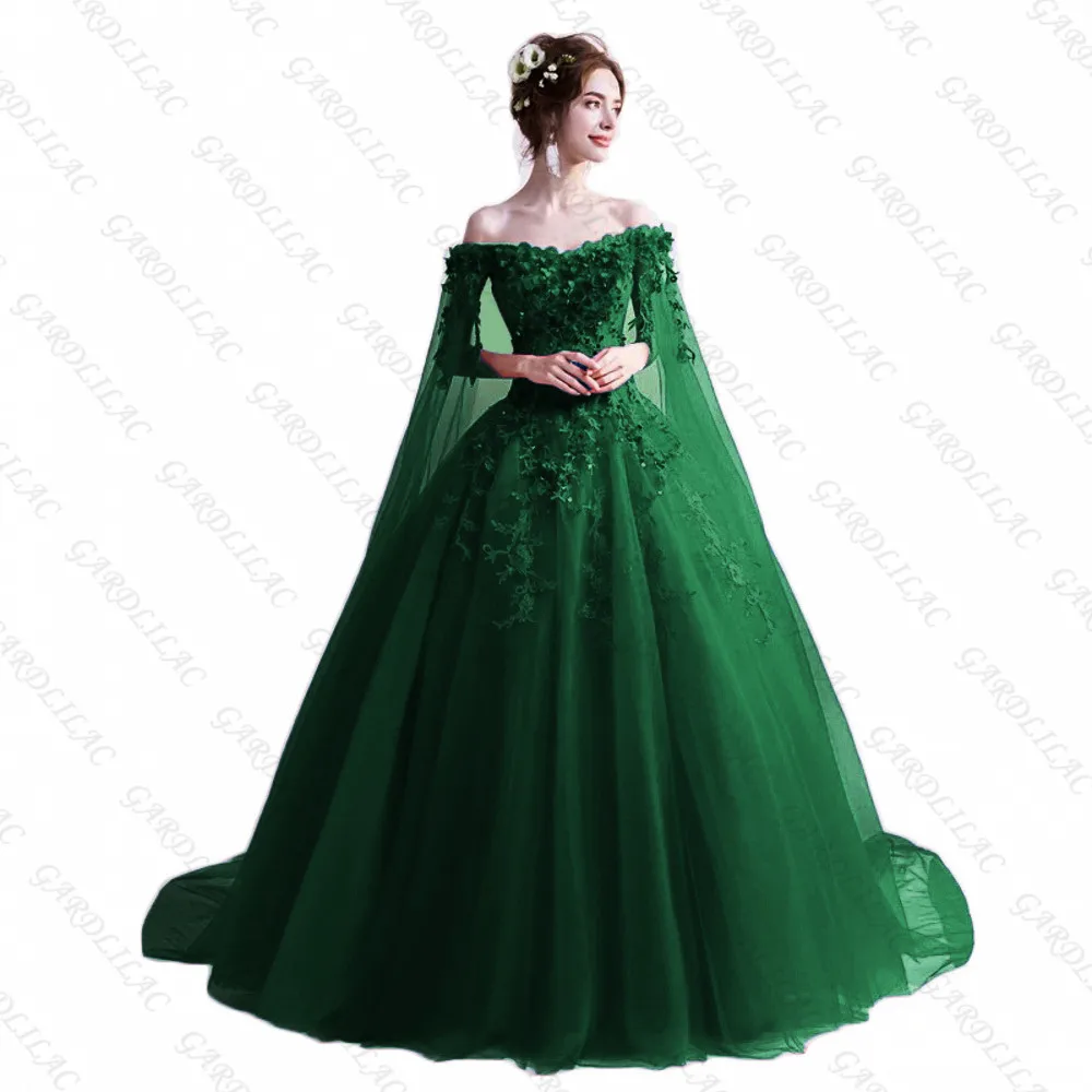 Vestido de baile de quinceañera con hombros descubiertos para 15 años, con flores 3D, apliques de encaje, vestidos largos de novia para baile de graduación, 2021