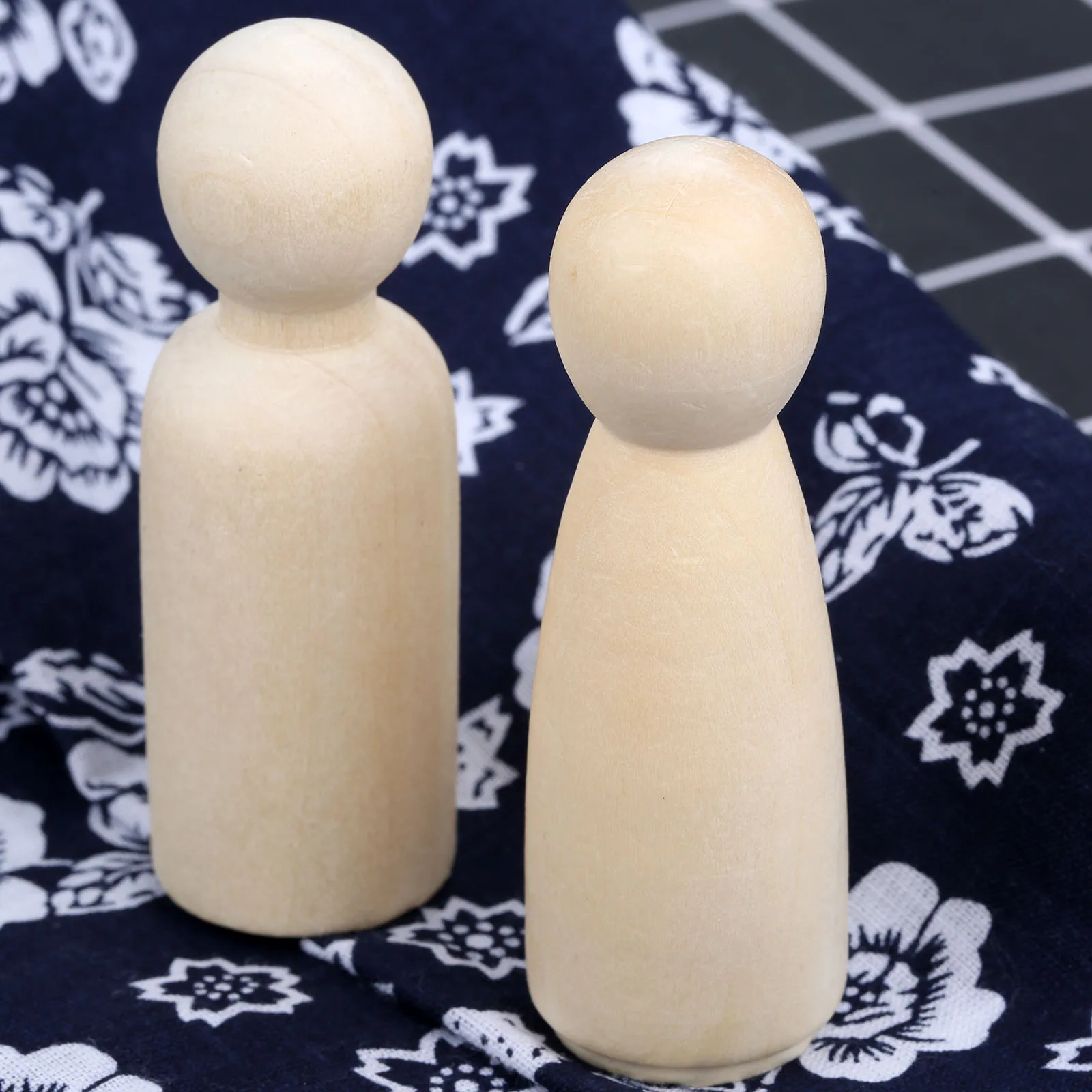 2Pcs Unpainted Blank Wooden Peg People Wood Figurines Peg Dolls Nesting Craft DIY Montessori Toy Kid Wedding Decoration 75*27mm