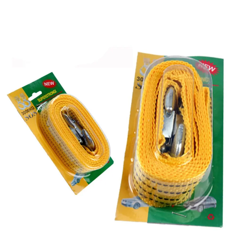 Heavy Duty Car Tow Rope Strap Belt High Strength Nylon Strap with Strong Metal Hook Towing Cable for Trailer