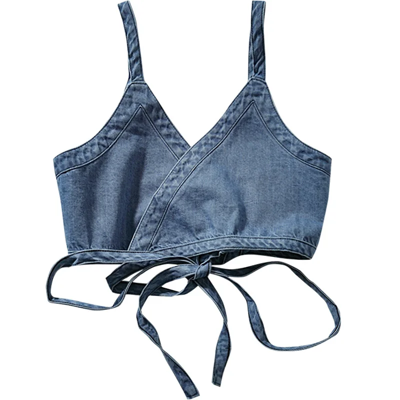 Camis For Women Jeans Tank Top Women Sexy Strap Denim Vest Sweet Girl Woman Crop Top Elegant French Chic