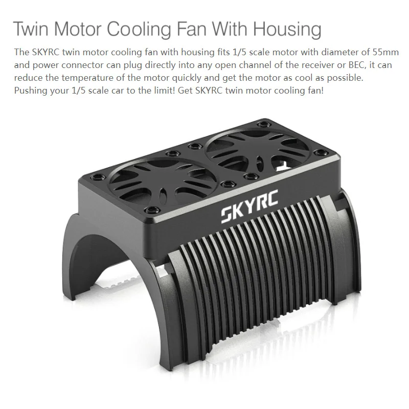 SKYRC 55mm double Fan 5V Brushless Motor Radiator Cooling with Housing 1/5 RC motor Traxxas X-Maxx