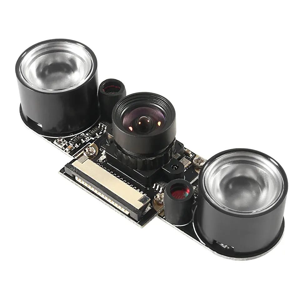 Caméra Fisheye pour Raspberry Pi 4 LED, Vision nocturne, 5MP OV5647, focalisation à 160 degrés, caméra réglable pour Raspberry Pi 3 modèle B