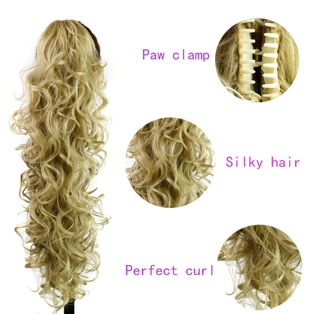 MSTN Long Curly Claw Clip On Ponytail Hair Extension Heat Resistant Synthetic Curly Pony Tails Wig Fake Hair Extensions