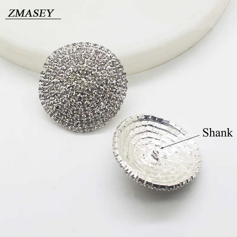 New fashion 30mm round shiny crystal full diamond button metal durable DIY sewing accessories decoration