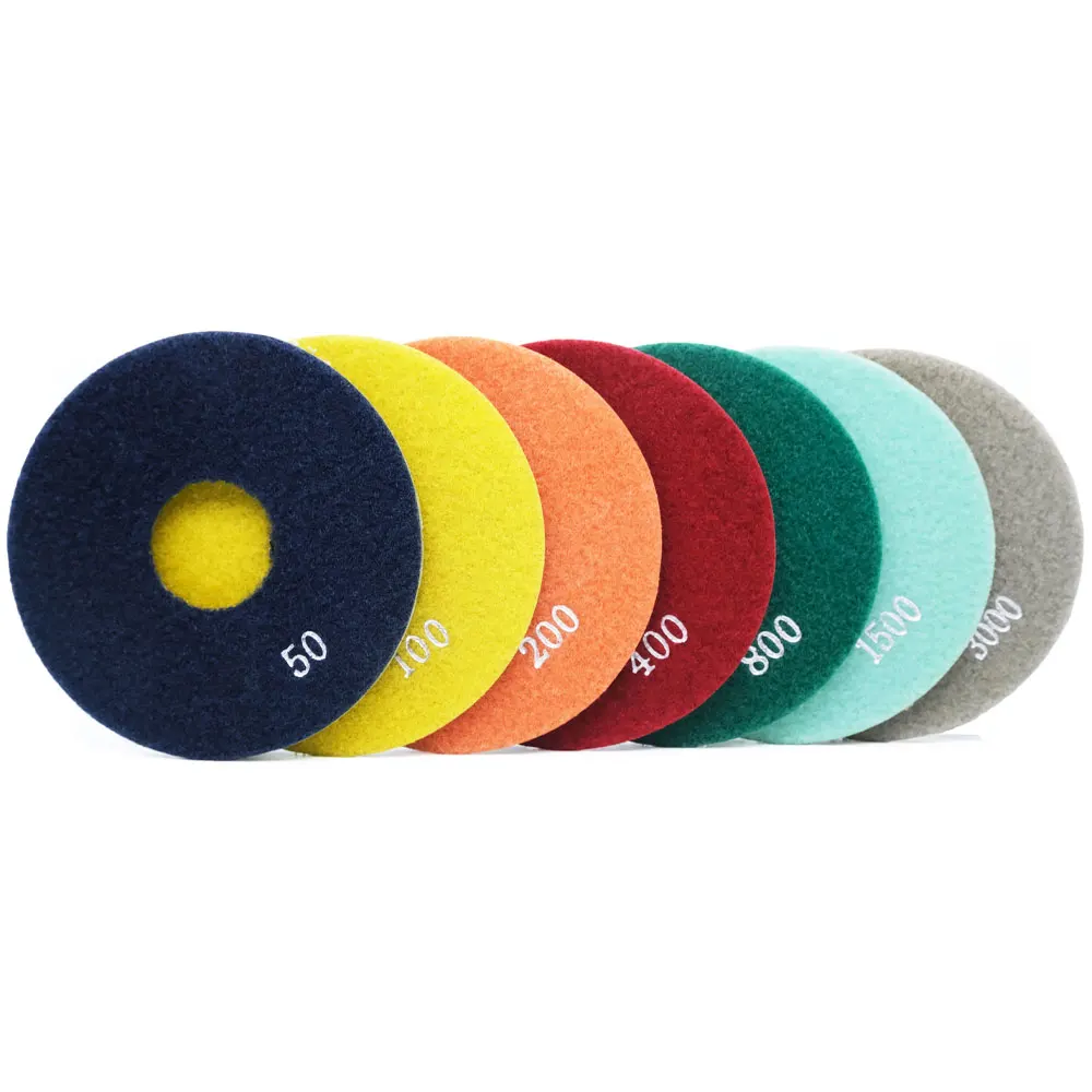 7Pcs/Set 5 Inch 125mm Diamond Edge Polishing Pads Ceramic Glass Granite Grinding Wheel Wet Sanding Pad Flexible Aggressive