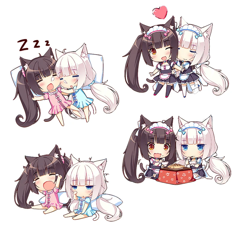 Three Ratels CD1 funny NEKOPARA_CHRONICLE Vanilla chocola Waterproof Decal Cute cat's ear girls sticker on Wall Fridge car