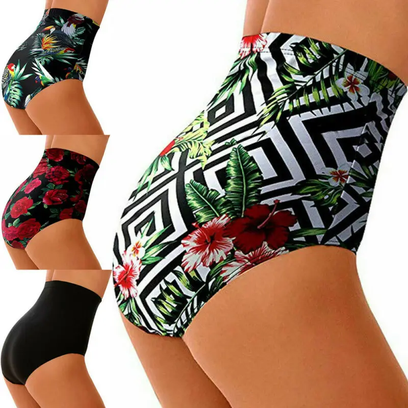 Damskie szorty kąpielowe damskie Sexy Floral wydrukowano figi bielizna stroje kąpielowe wysokiej talii Bikini