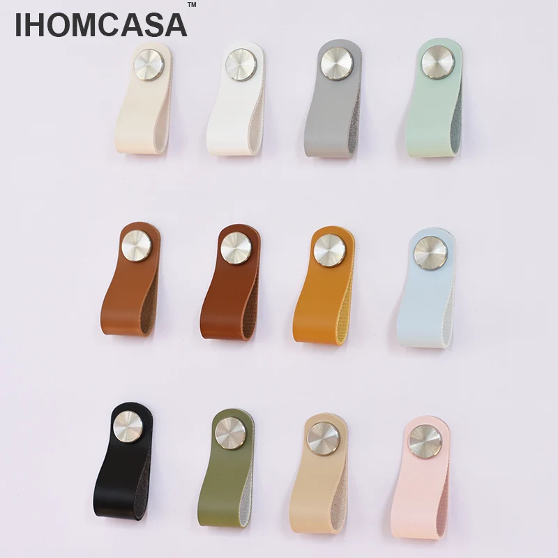 IHOMCASA 32 Màu Bắc Âu Bếp Tay Cầm Cửa Kéo Vàng Tủ Quần Áo Tủ Đồ Tủ Ngăn Kéo Núm Da Nhân Tạo