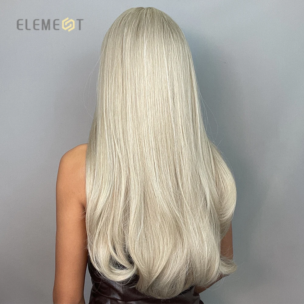 Element New Arrival Very Long Wig With Bangs Straight White Synthetic Wigs For Women Cosplay Party Lolita Girls Hair