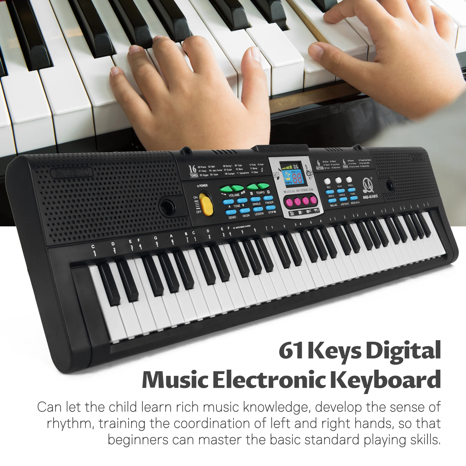 61key Multifunctional Electronic Keyboard Children Digital Electric Piano Microphone Beginner Electronic Keyboard Instrument