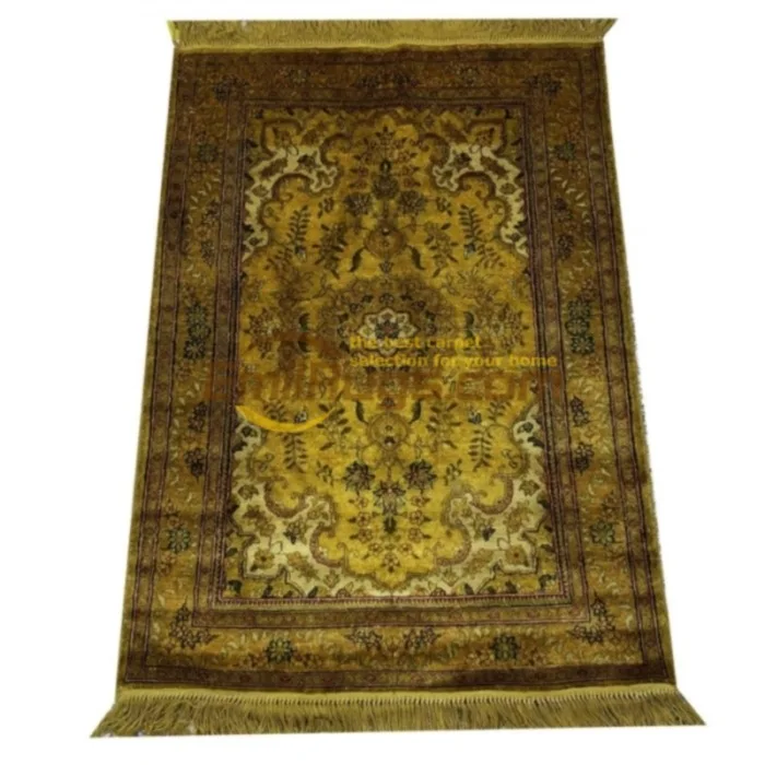 White Yellow Handmade Bedroom Parlor Rugs Oriental Persian Silk Carpets