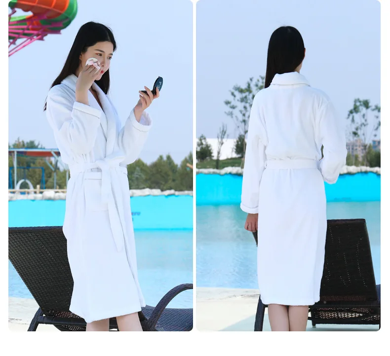 Spring Autumn Pure Cotton Plain Color Hotel Bathrobes Robe Unisex Long-sleeve Terry Bathrobe Plus Size Pijamas Lovers Sleepwear